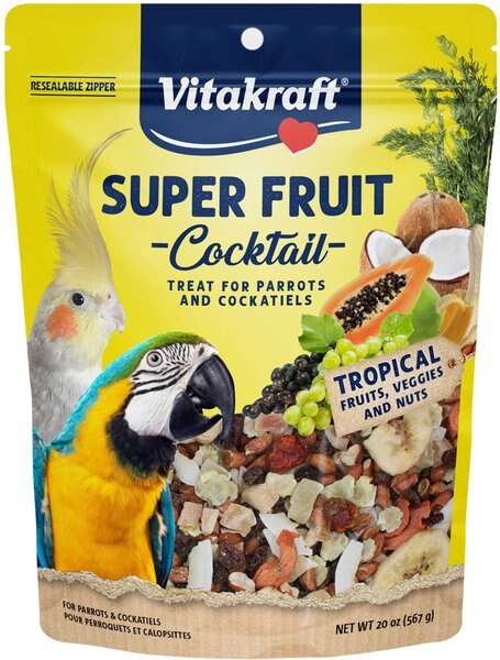 Vitakraft Fresh Super Fruit Cocktail Fruit Blend Parrot and Parakeet Treats， 20-oz bag