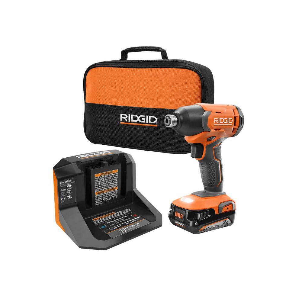 RIDGID 18V Cordless 14 in. Impact Driver Kit with 2.0 Ah Battery and Charger R86002K