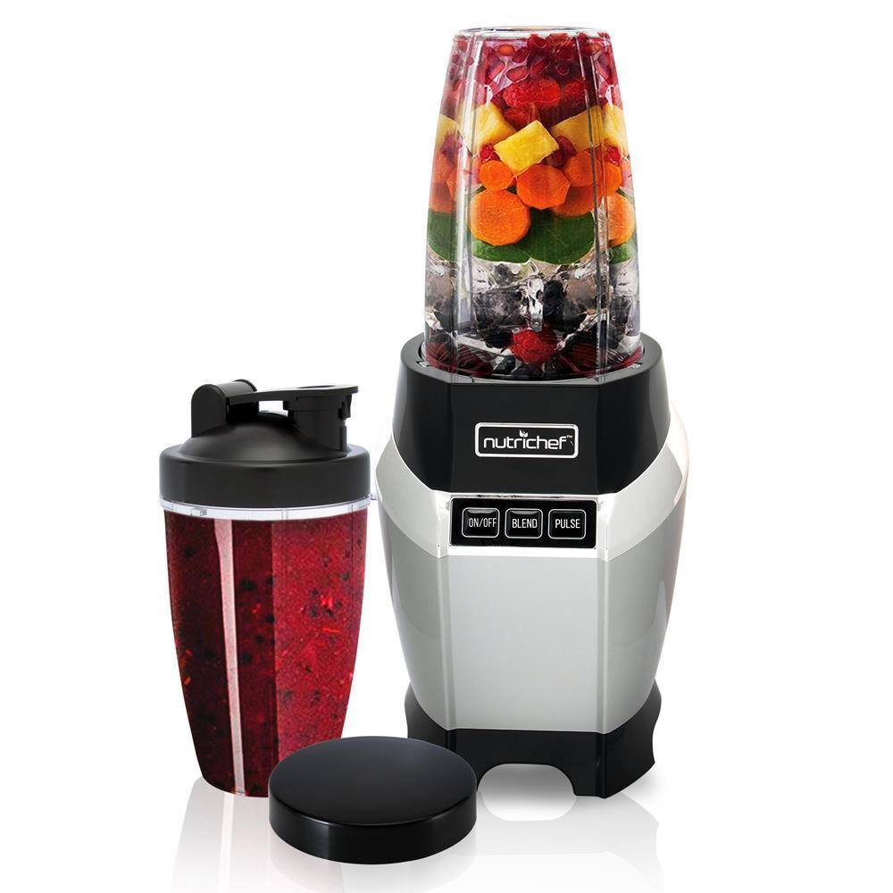 NutriChef 24 oz. Single Speed Black Digital Countertop Power Pro Blender with Pulse Blend NCBL1000