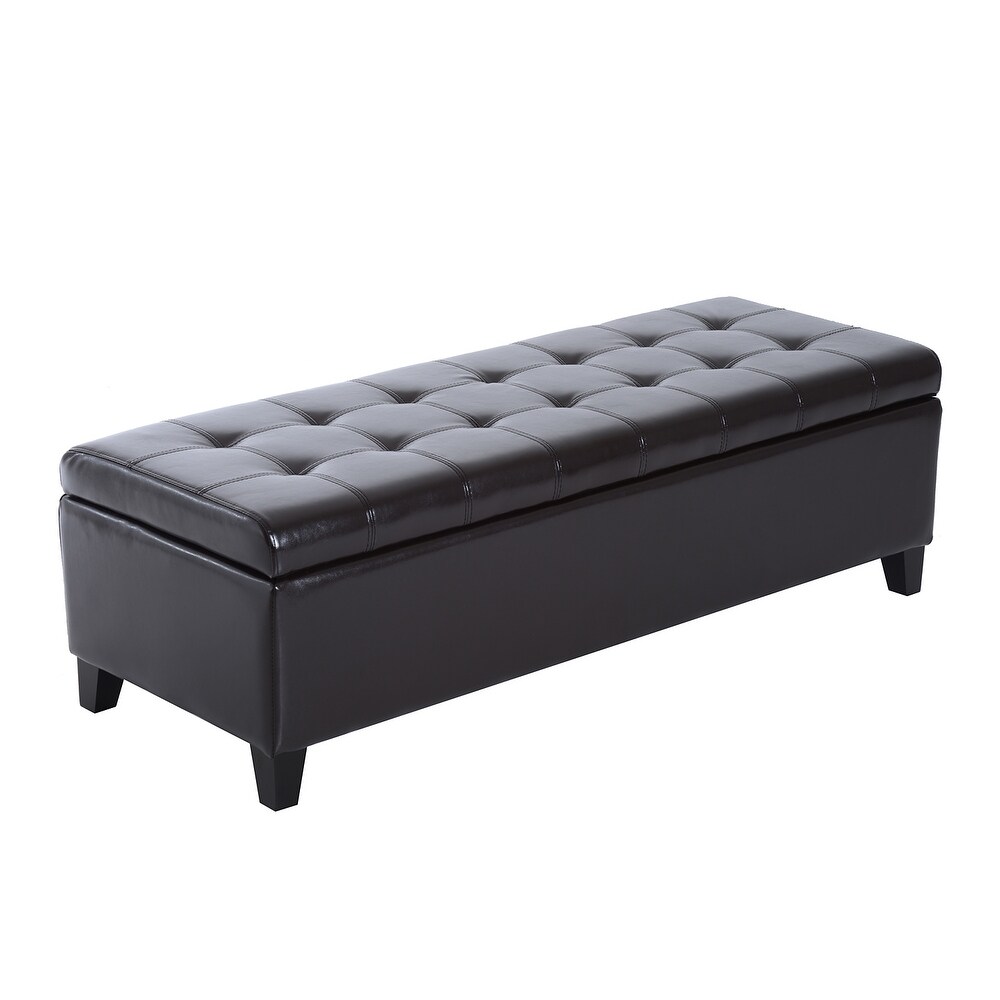 51 inch PU Leather Tufted Storage Ottoman Bench   19*50.25*16