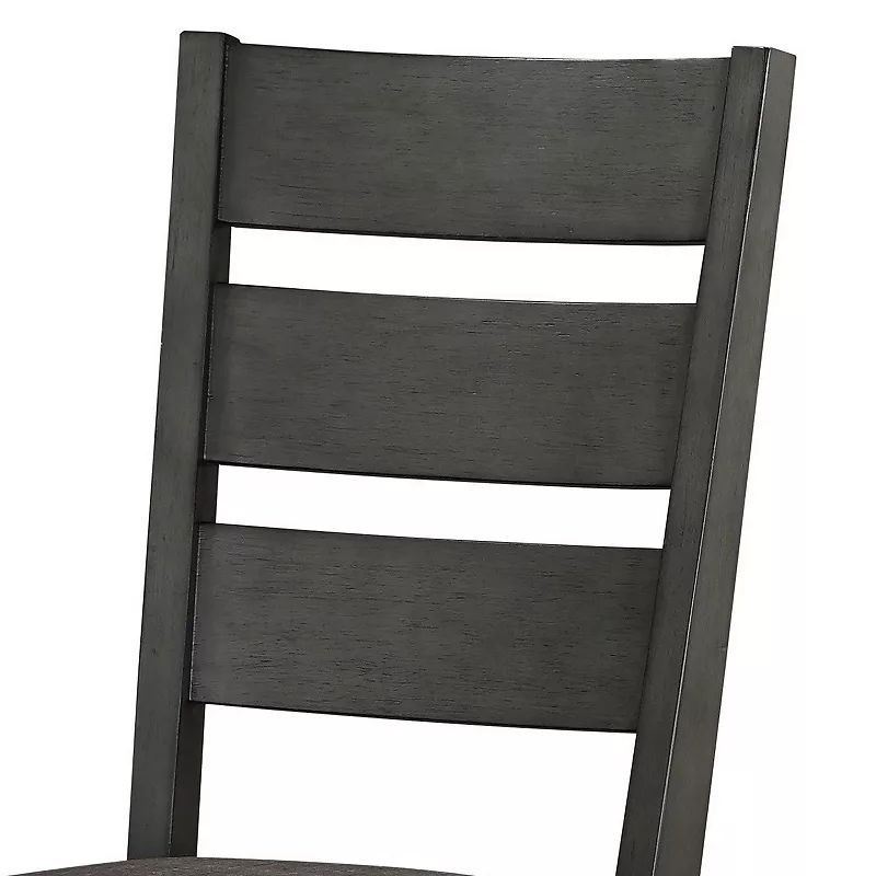 Transitional Wooden Side Chair with Fabric Padded Seat Ladder backrest，Gray