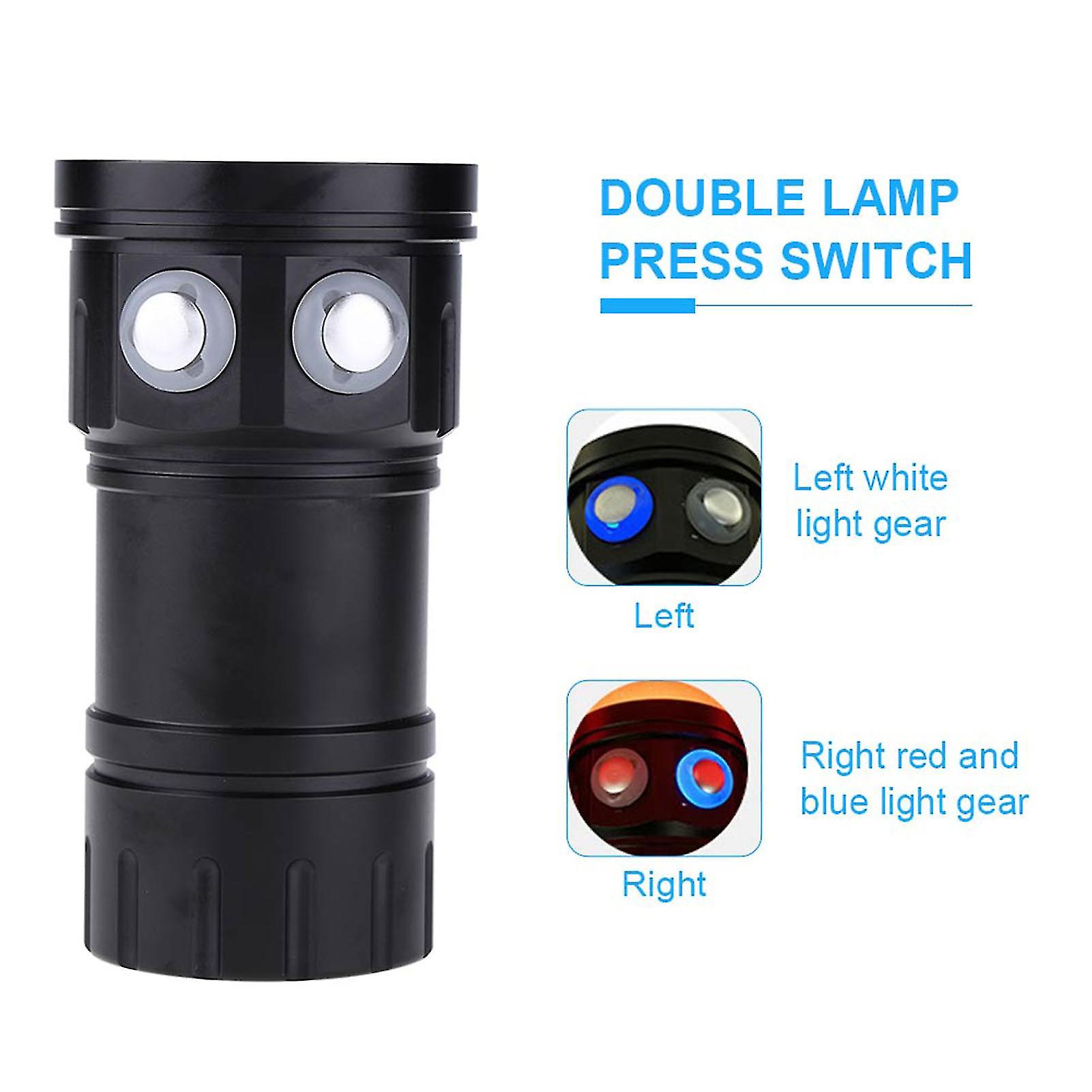 3.7V 12000Lm LED Photography Scuba Diving 80m Flashlight Torch with Bracket Stand