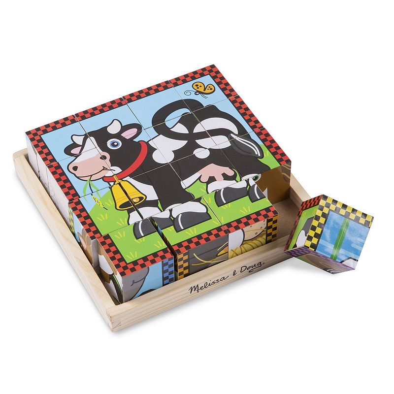 Melissa and Doug Farm Wood Cube Puzzle