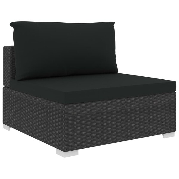 10 Piece Patio Lounge Set with Cushions Poly Rattan Black - Overstock - 36363632