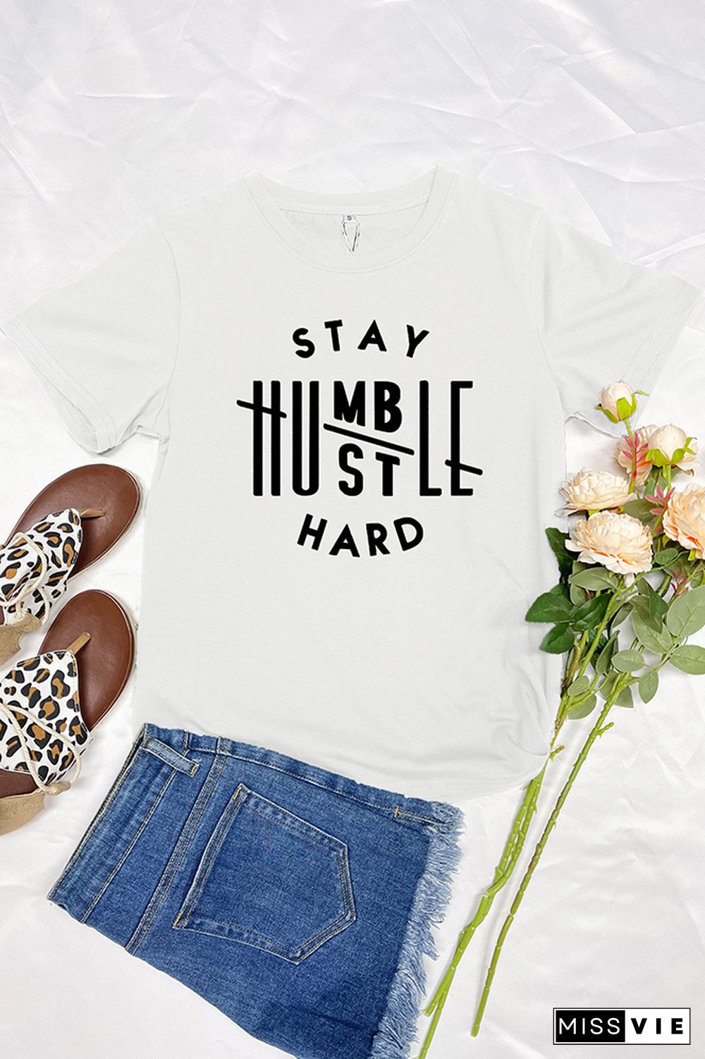 Stay Humble Hustle Hard Short Sleeve Graphic Tee Wholesale