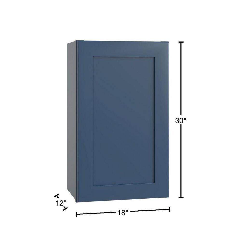 Home Decorators Collection Newport Blue Painted Plywood Shaker Stock Assembled Wall Kitchen Cabinet Soft Close 18 in. x 30 in. x 12 in. W1830L-NMB