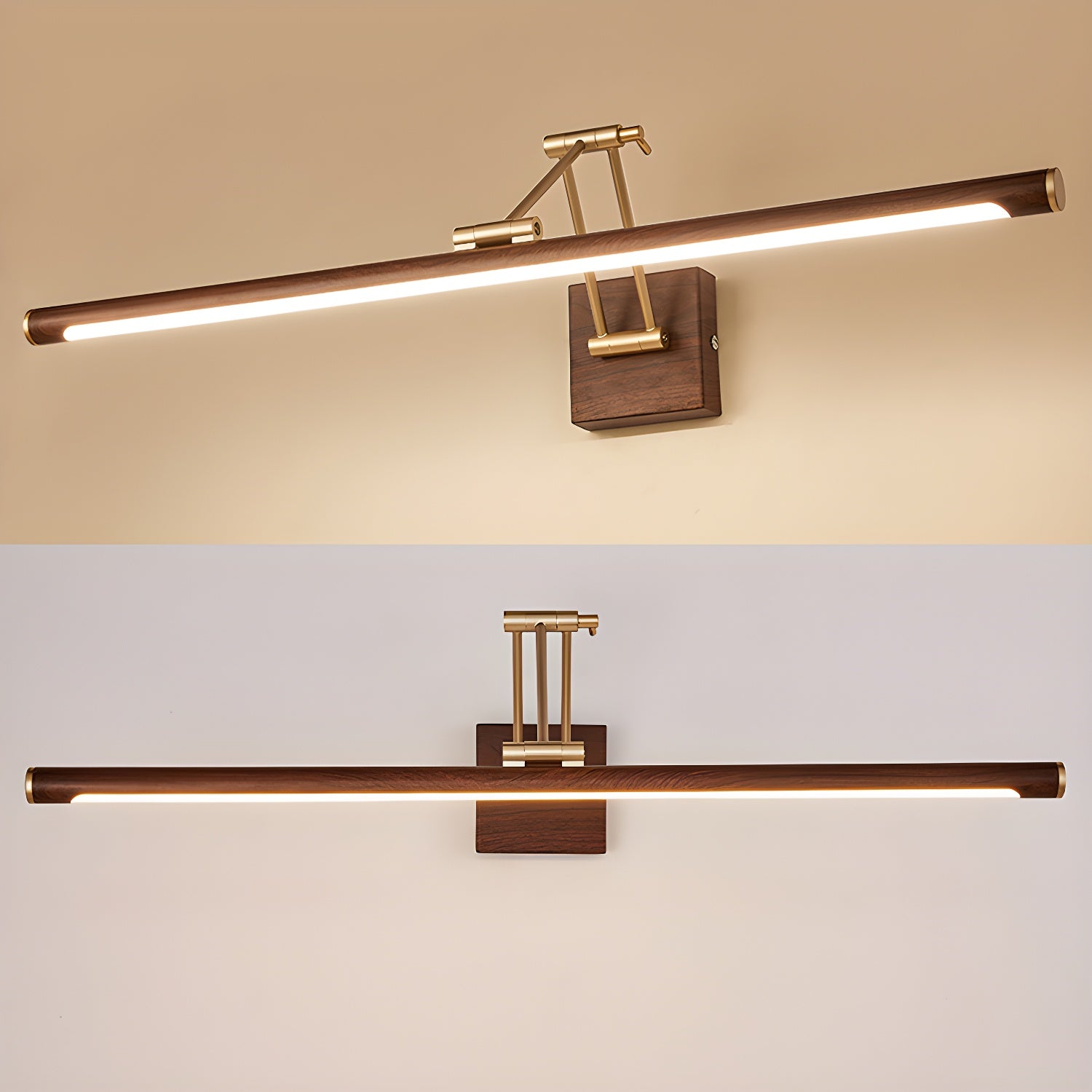 Walnut Color Linear Adjustable Wall Light