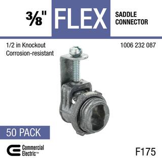 Commercial Electric 38 in. (12 in. knockout) Flexible Metal Conduit (FMC) Saddle Connector (50-Pack) FFCAZ-38-50