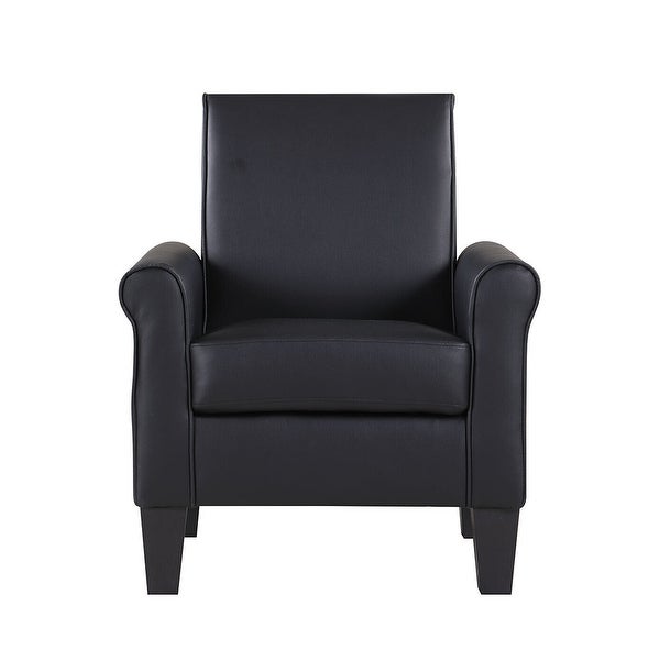 Black PU Leather Accent Arm Chair Single Sofa Black - 35