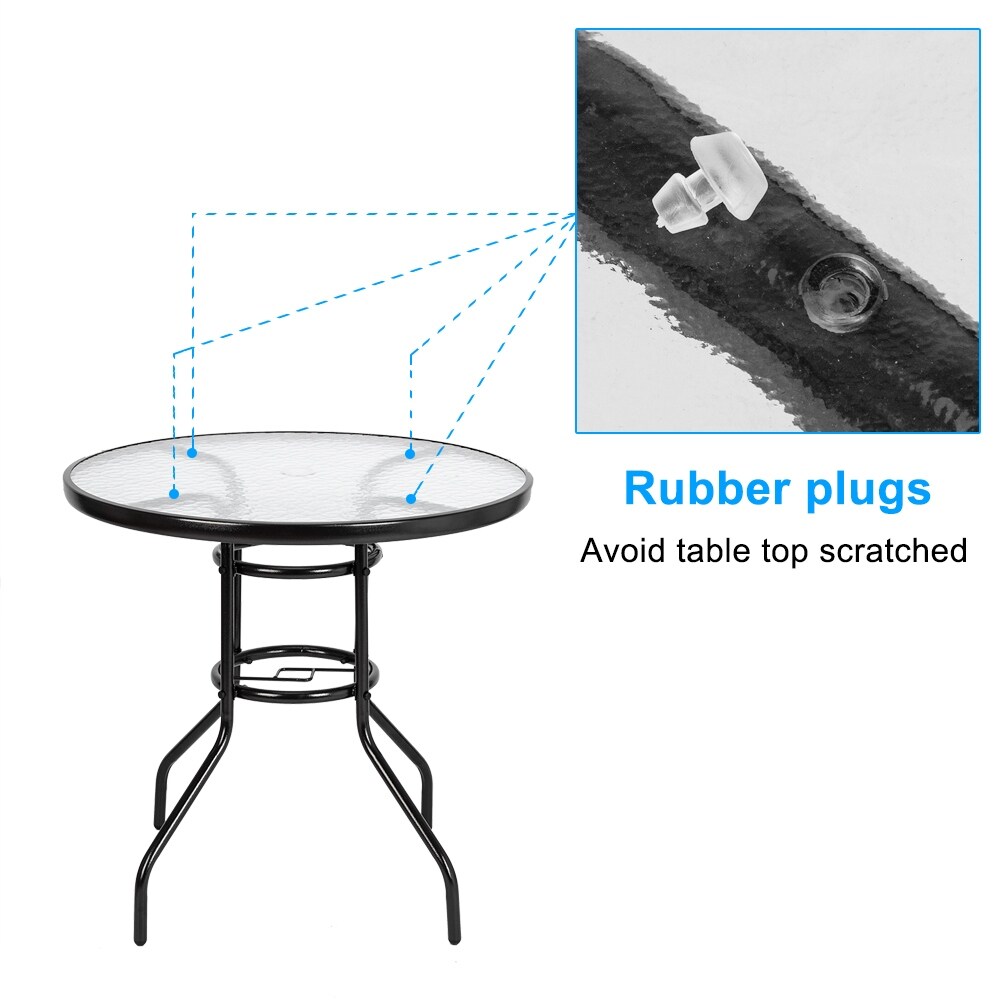 Outdoor Dining Table Round Toughened Glass Table