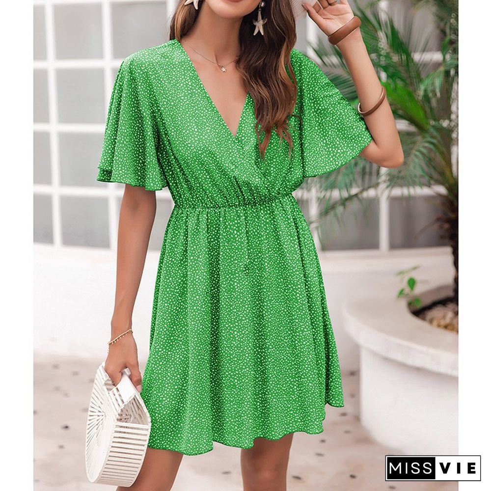 V-neck Short Sleeve Women's Dress