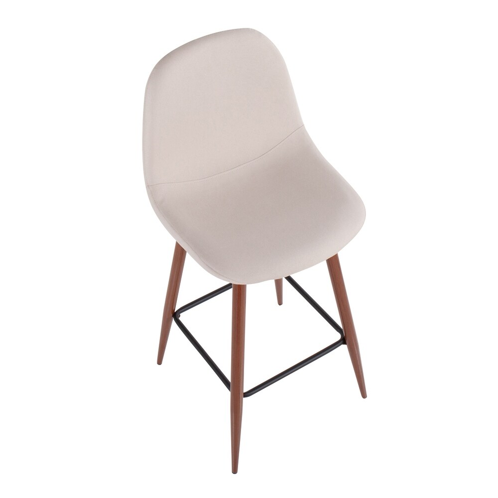 Lumisource Barstool in Walnut Metal and Light Grey Fabric  Set of 2   19\