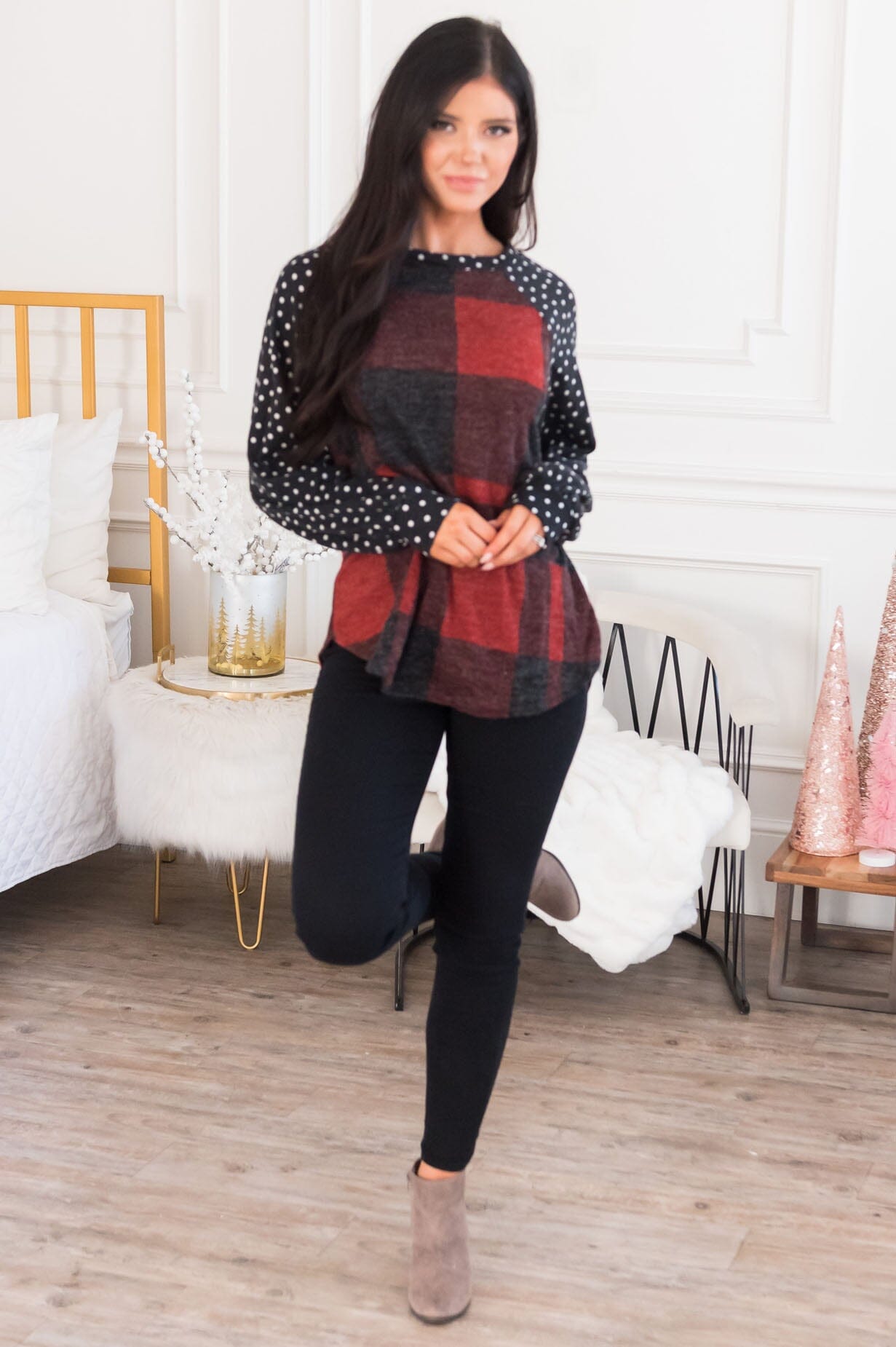 Falling For Plaid Modest Top