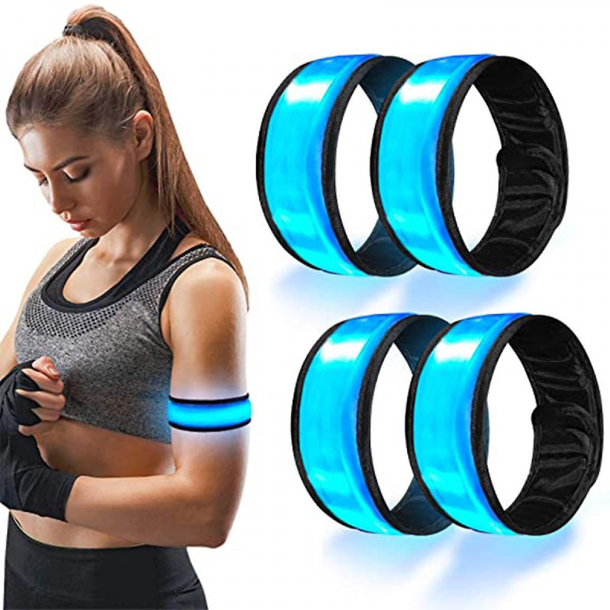 2 Pcs Safety Bracelets， Led Slap Armband Kids Walking At Night Safe Led Light Wrist Light Reflective Belt， Magic Band Running