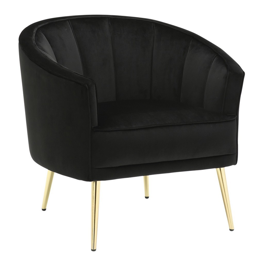 LumiSource Tania Accent Chair in Gold Metal， Black Velvet - LumiSource CHR-TANIA AU+BK