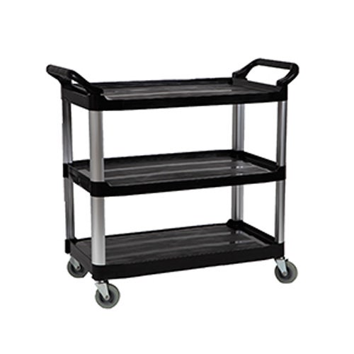 O-Cedar Commercial 96995 Three Shelf Black Plastic Utility Cart， 40