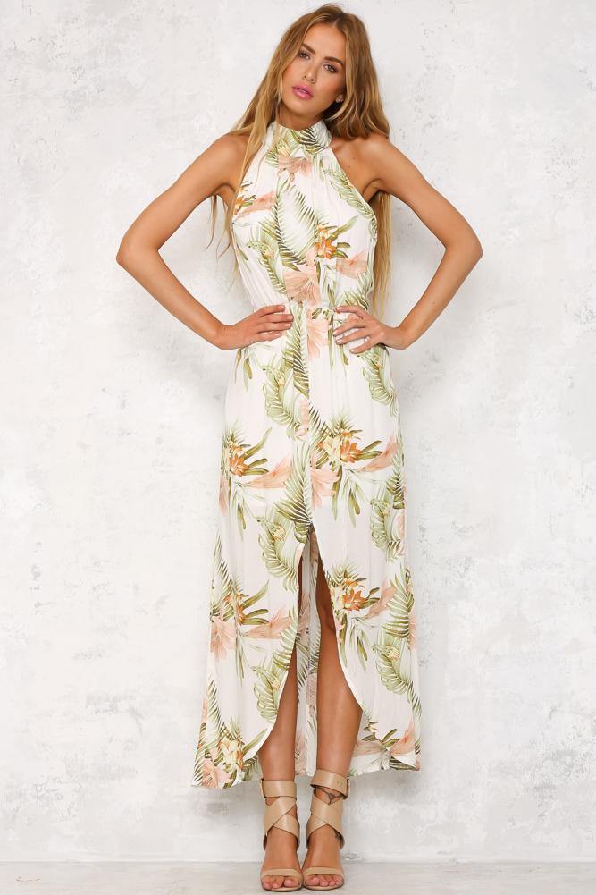 Hawaiian Sling Maxi Dress Green