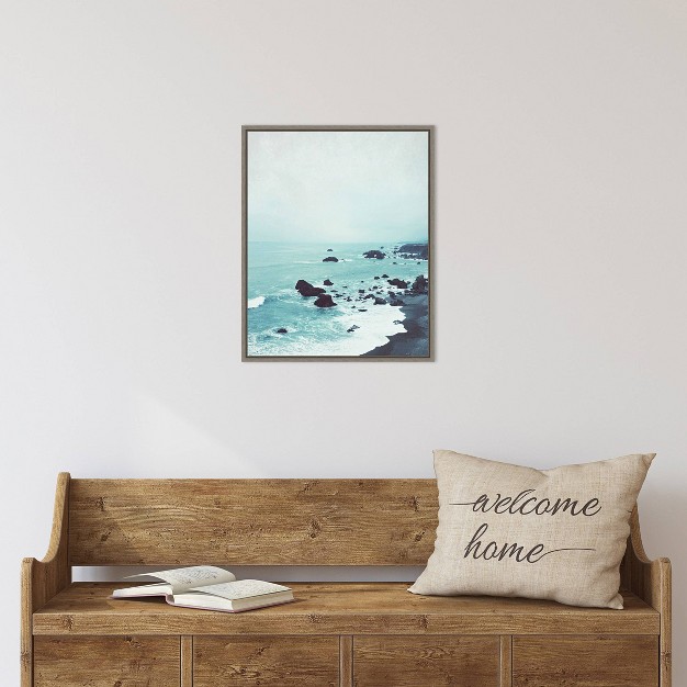 X 20 quot Dusk At The Sea By Lupen Grainne Framed Canvas Wall Art Amanti Art