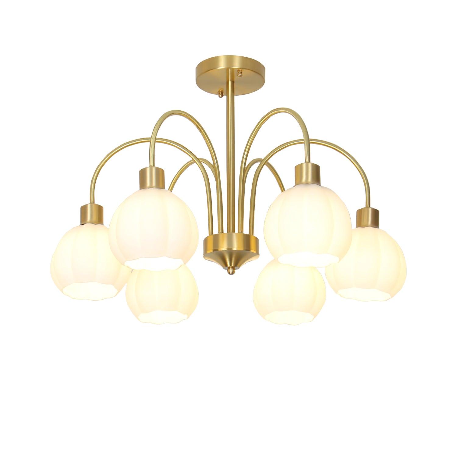 Glass Pumpkin Gold Chandelier