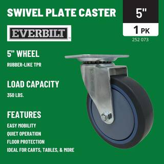 Everbilt 5 in. Gray Rubber Like TPR and Steel Swivel Plate Caster with 350 lb. Load Rating 4032545EB