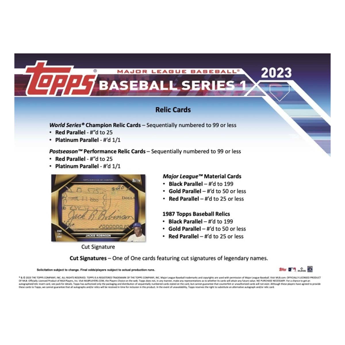 2023 Topps MLB Series 1 Baseball Trading Card Hanger Box