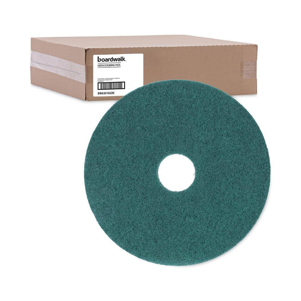 Boardwalk 16in. Diameter Green Heavy-Duty Scrubbing Floor Pads (5-Pack) BWK4016GRE