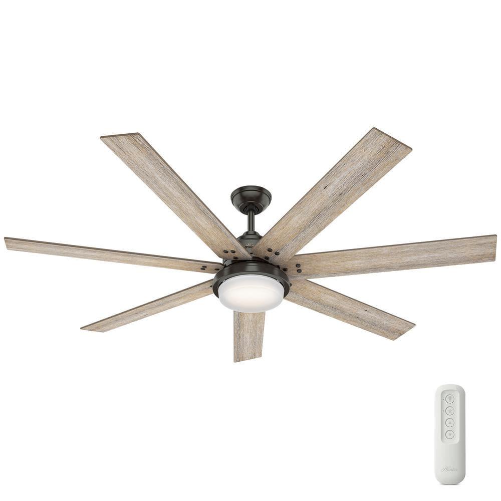 Hunter Whittington 70 in LED Indoor Noble Bronze Ceiling Fan with Light and Remote