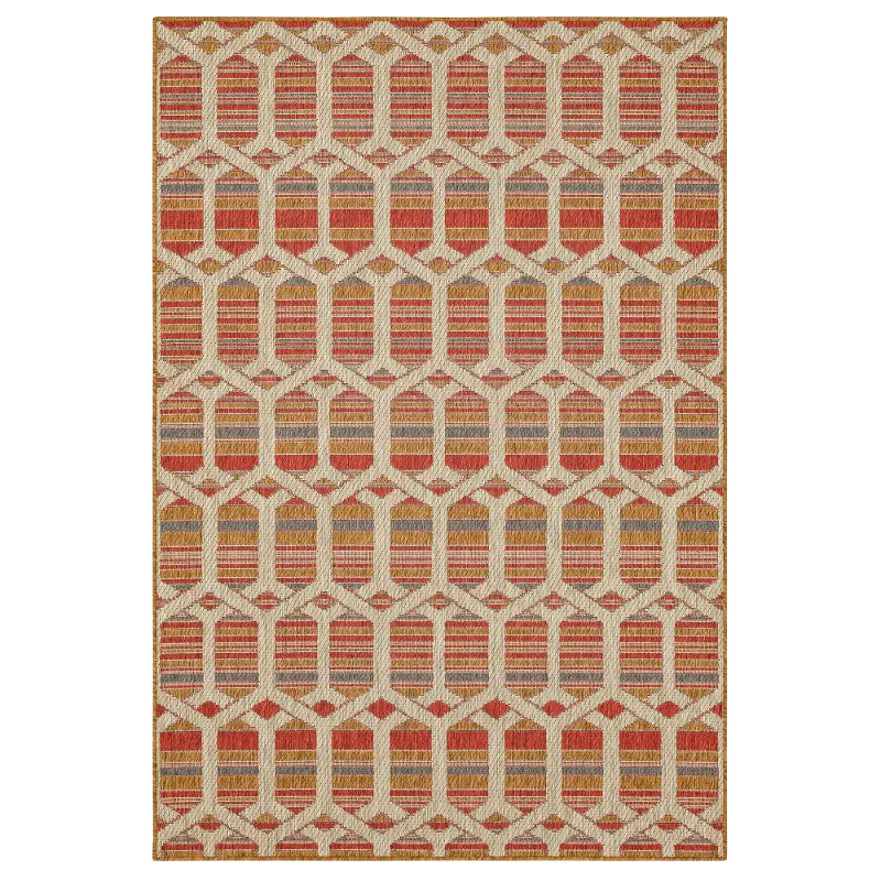 Mohawk Outdoor Home 5 x 8 Hex Trellis Tandoori Indoor-Outdoor Rug