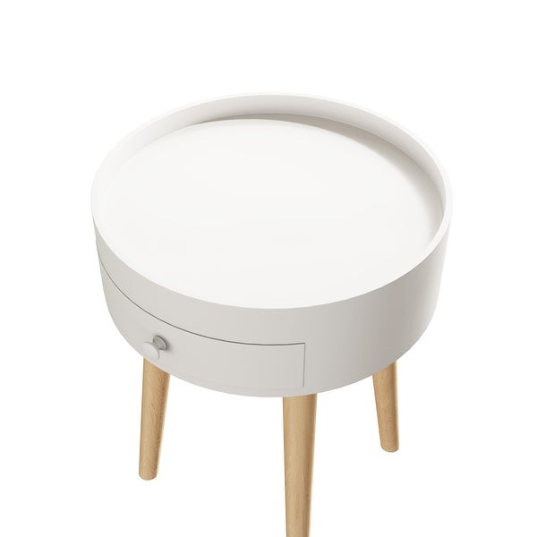 Round Side Table with 4-Legs ofd 1-Drawe