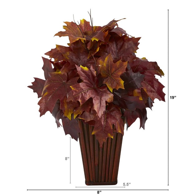 Nearly Natural 19 in Autumn Maple Leaf Artificial Plant In Decorative Planter