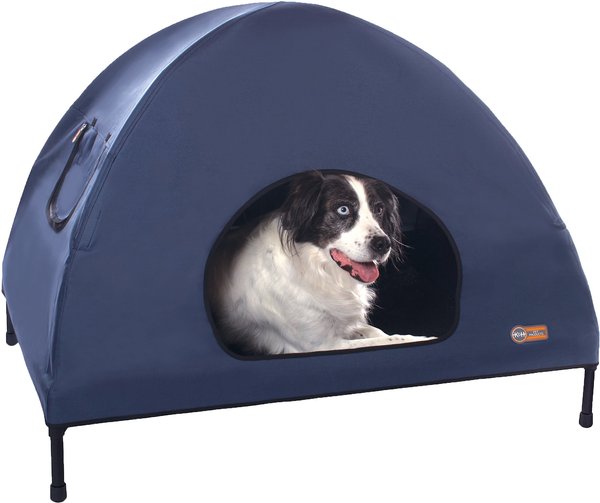 KandH Pet Products Original Indoor/Outdoor Covered Elevated Dog Bed， Navy Blue