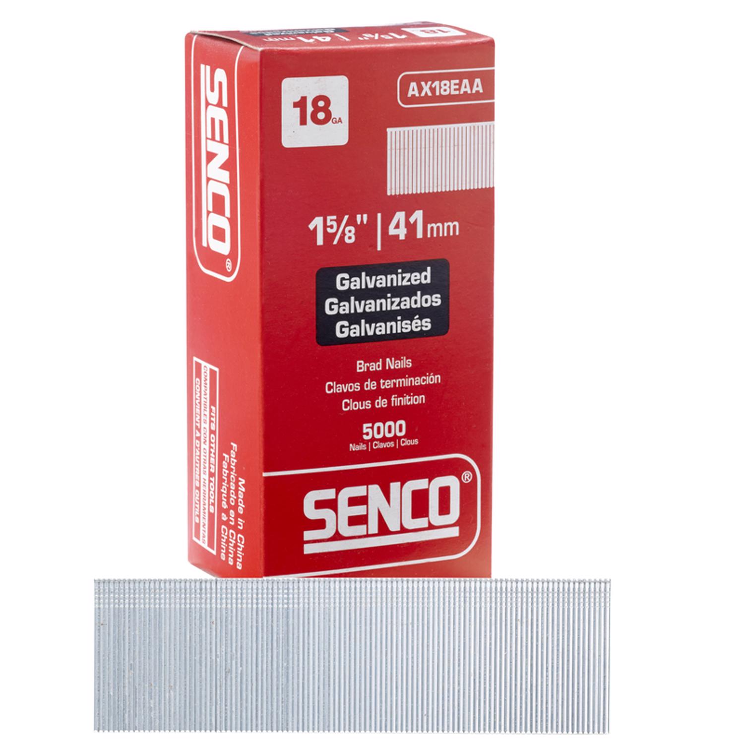 Senco 1-5/8 in. 18 Ga. Straight Strip Galvanized Brad Nails 5000 pk