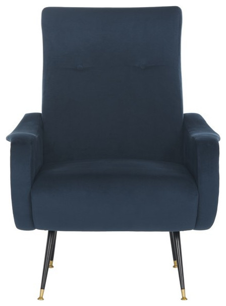 Olivia Velvet Retro Mid Century Accent Chair Navy   Modern   Armchairs And Accent Chairs   by Virgil Stanis Design  Houzz