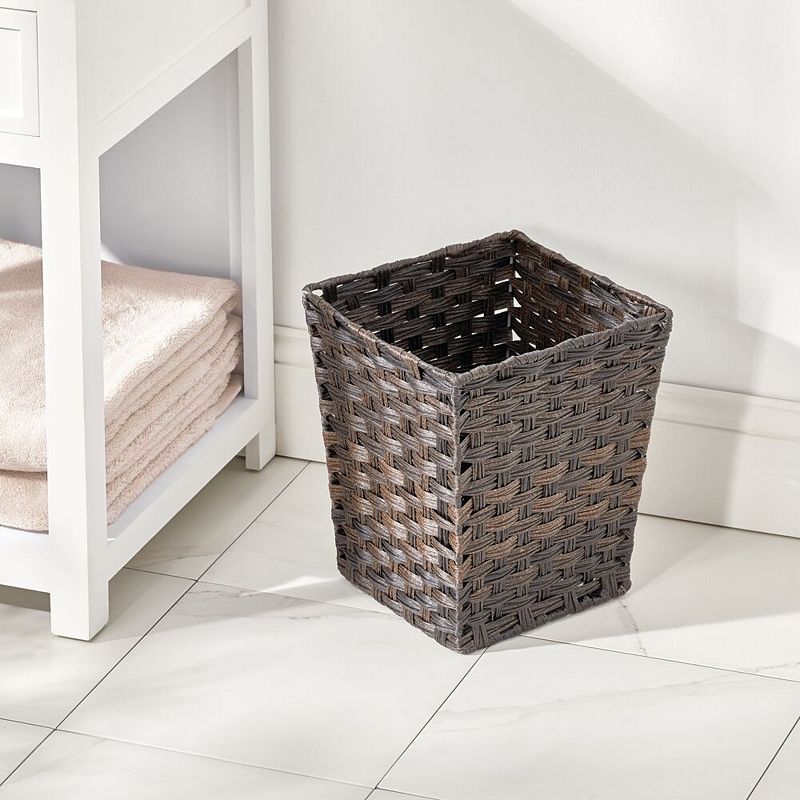 mDesign Woven Square Trash Can Wastebasket， Garbage Container Bin