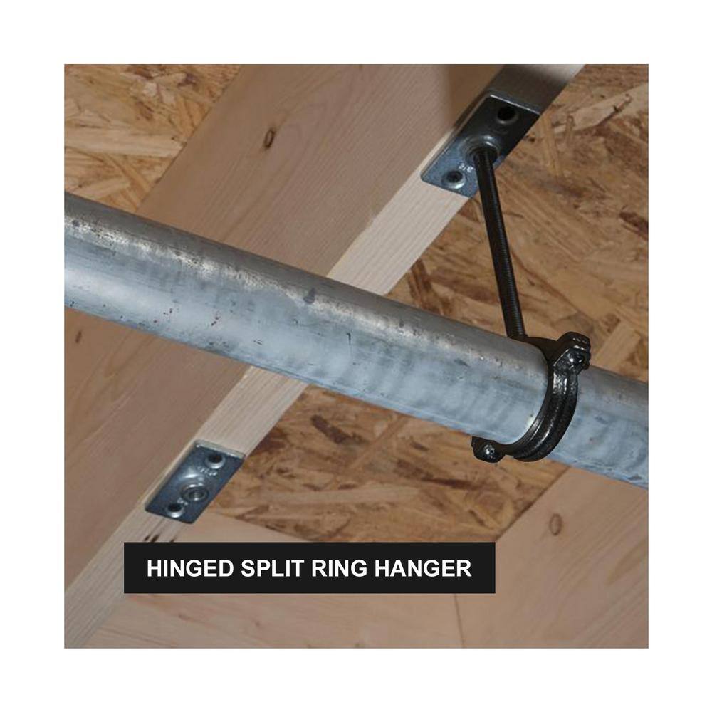 The Plumber's Choice 2 in. Hinged Split Ring Pipe Hanger in Uncoated Malleable Iron 02HSHB