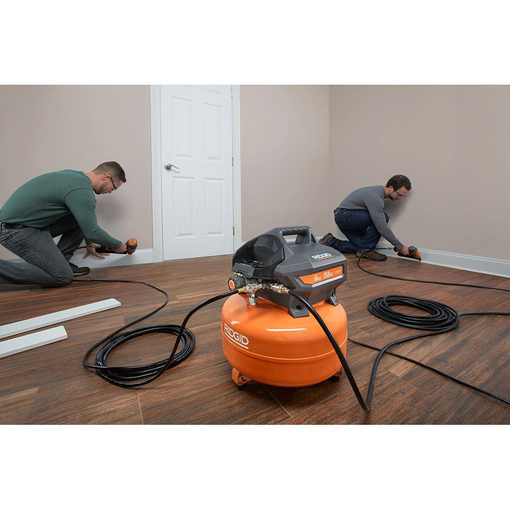 RIDGID 6 Gal. Electric Pancake Air Compressor With 15-Gauge 2-12 in. Angled Finish Nailer OF60150HB-R250AFF