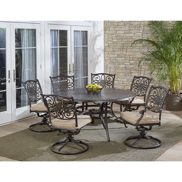 Hanover Traditions Cushioned Aluminum 7piece Outdoor Dining Set