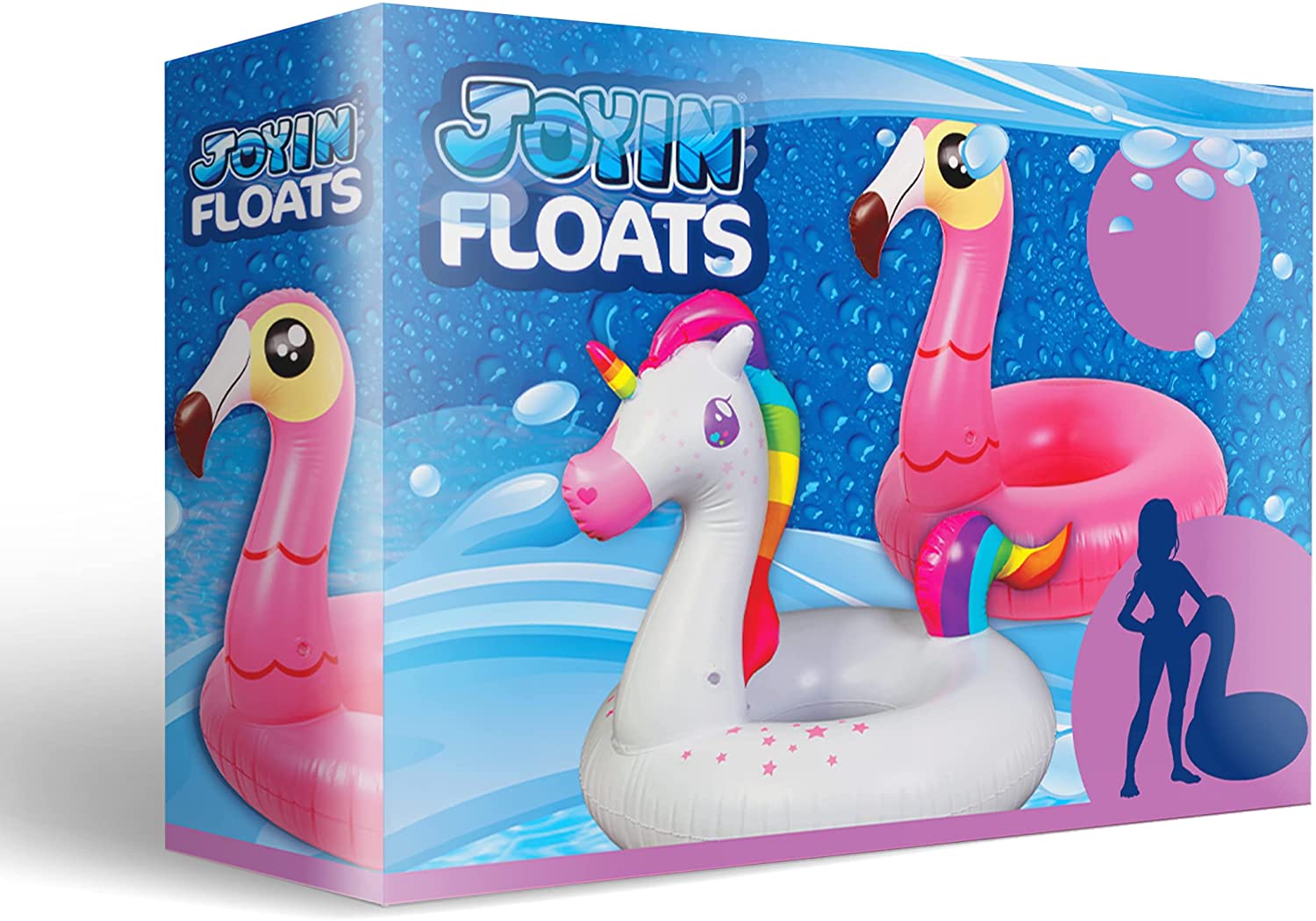 clearance sale - 39in Unicorn And Flamingo Pool Float Bundle, 2 Pcs