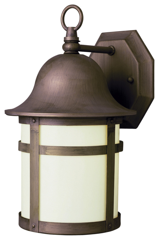 1 Light Brushed Nickel White Frosted Glass Wall Lantern   Transitional   Outdoor Wall Lights And Sconces   by Buildcom  Houzz