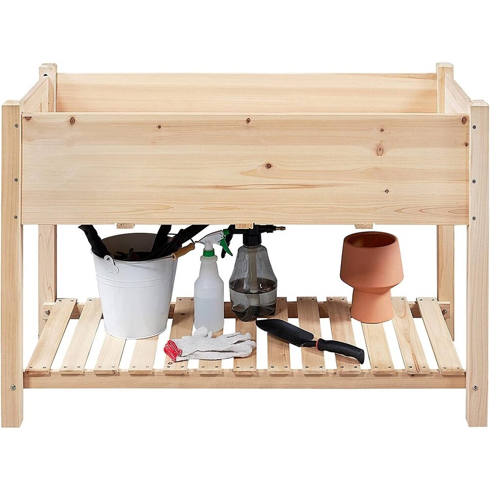 Solid Wood 2 Tier Raised Garden Bed Planter Box 4 ft x 2 ft x 32 inch High   47 x 22.5 x 31.5 inches