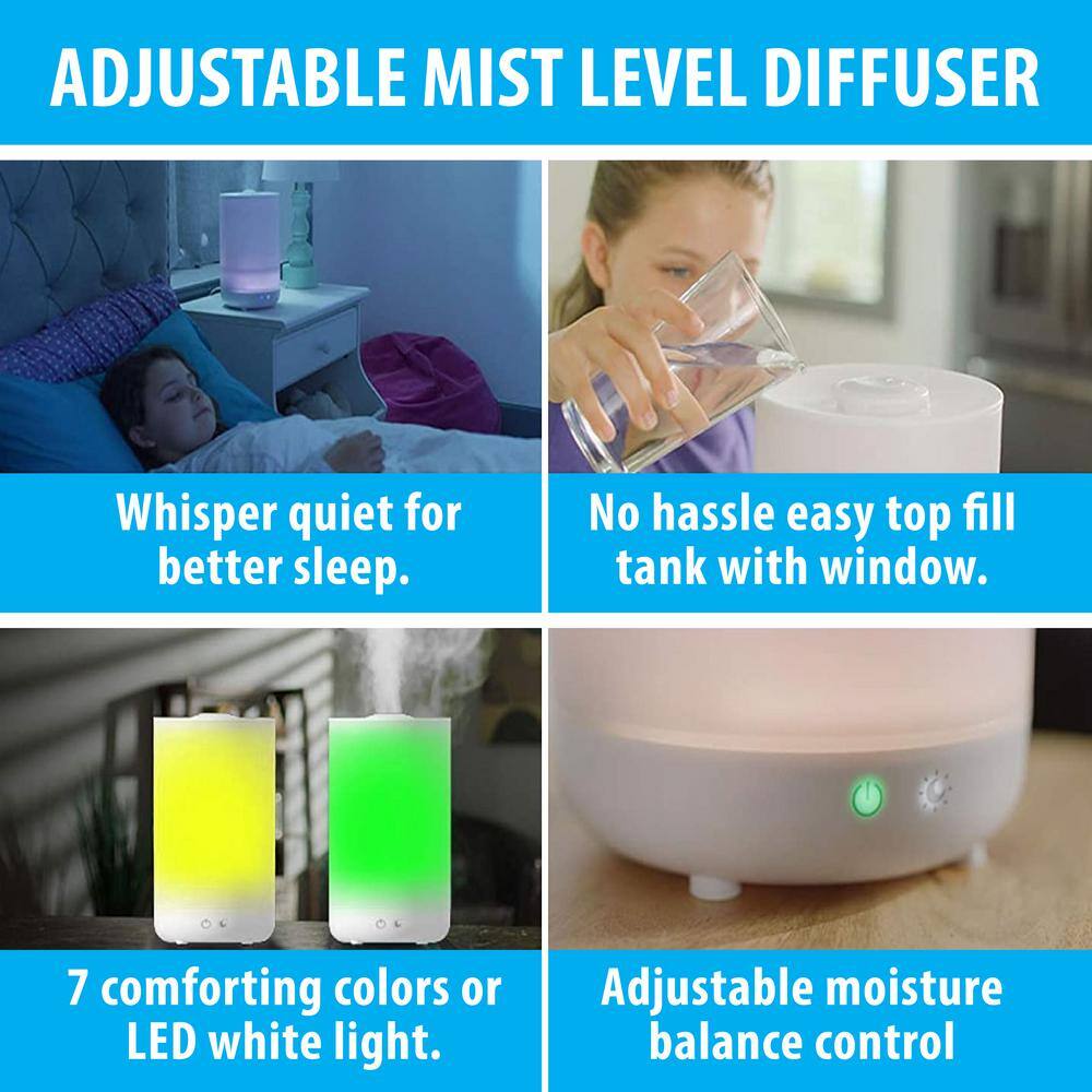 Bell + Howell 1 Gal. Capacity Ultrasonic Color Changing Top Fill Humidifier with Cool Mist and Aroma Diffuser 7105