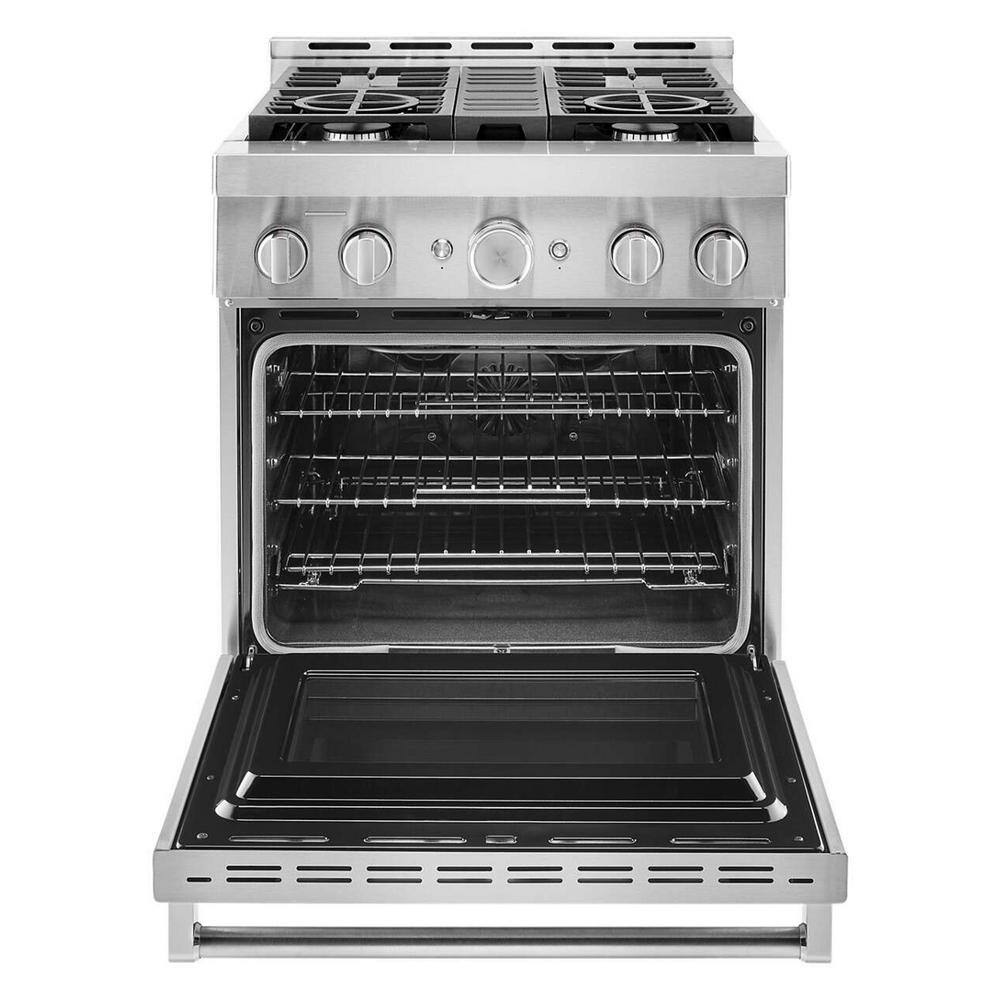 KitchenAid 30 in. 4.1 cu. ft. Smart Commercial-Style Gas Range with Self-Cleaning and True Convection in Stainless Steel KFGC500JSS