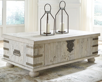 Signature Design by Ashley Carynhurst Lift Top Rustic Farmhouse Cocktail Table, Antique Off White