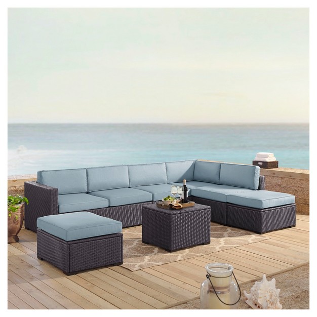 Biscayne 6pc All weather Wicker Patio Seating Set Mist Crosley