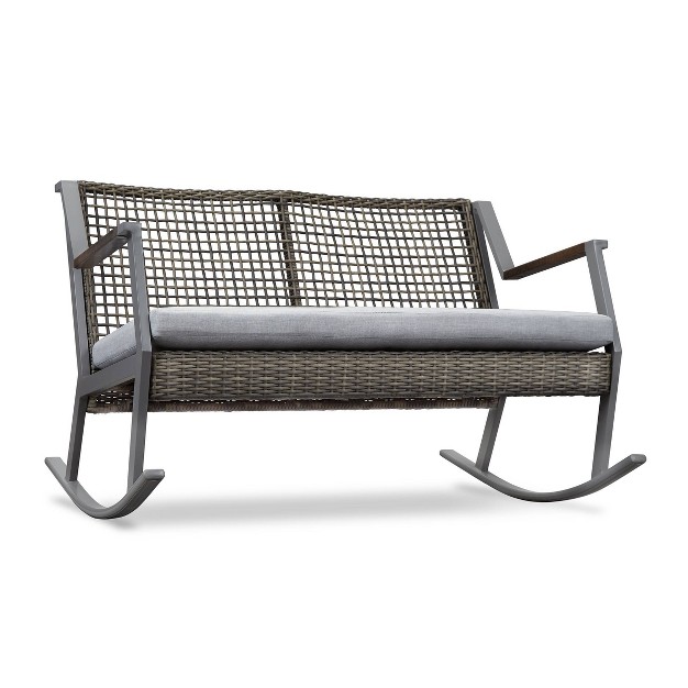 Calvin Two Seat Rocker Gray Real Flame