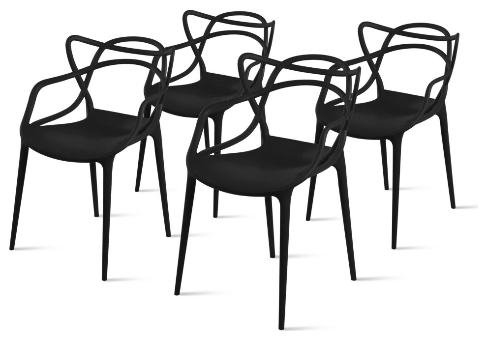 Alcina Molded Pp Arm Chair  Black (Set Of 4)   Midcentury   Dining Chairs   by Virgil Stanis Design  Houzz