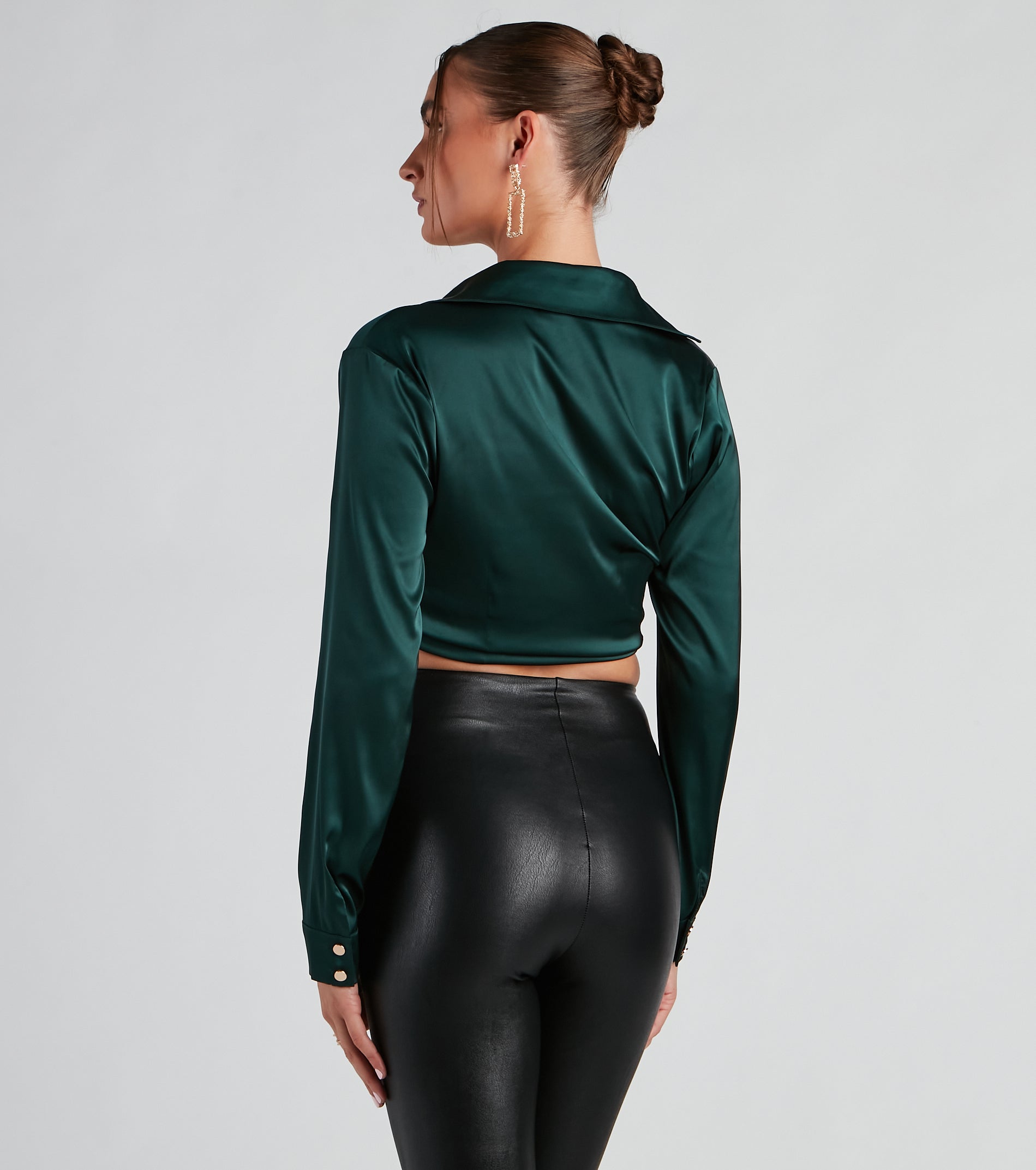 So Sleek Satin Tie-Front Blouse