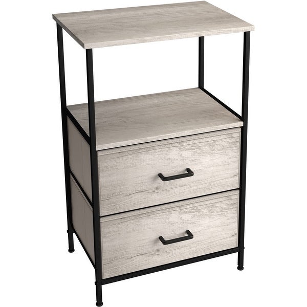 Nightstand 2-Drawer Shelf Storage - Bedside Furniture End Table Chest - - 36801499