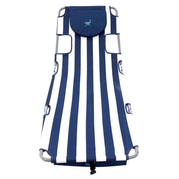 X 22 quot Backpack Chaise Lounge Portable Reclining Lounger Outdoor Patio Beach Lawn Camping Chair With Large Storage Bag Navy Blue Stripe