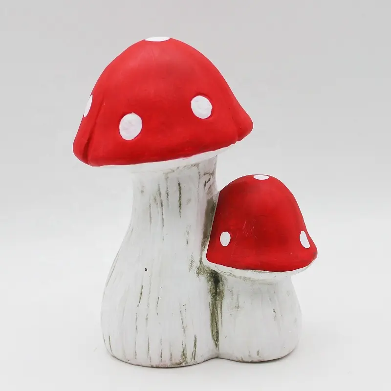 garden supplies wholesales Custom Cute red Large double mushroom statue ornament for Garden Decoration